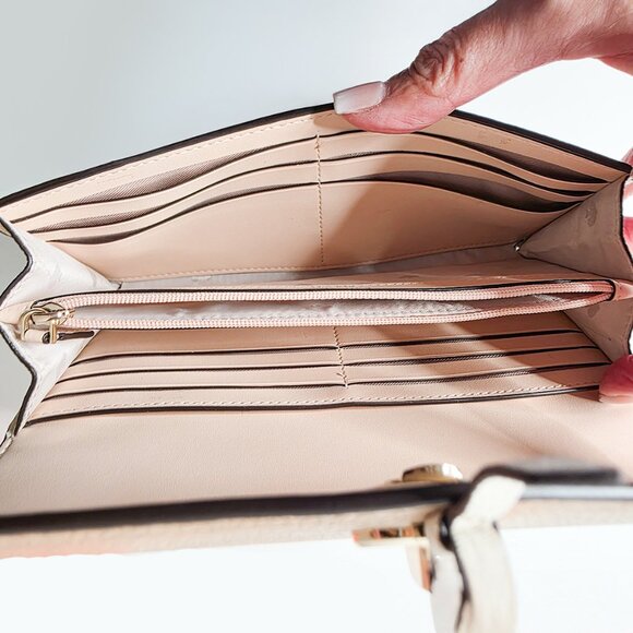 Kate Spade Marti Color block Pebbled Leather Large Flap Wallet Style K8218 - Picture 6 of 7